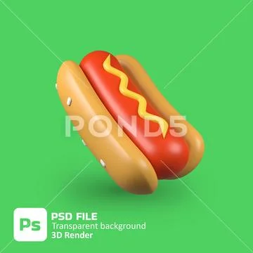 3d hot dogs icon PSD Template