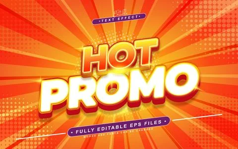 3d hot promo text effect with flames ornaments Stock Illustration