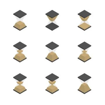 3D hourglass icons set, vector illustration. Stock Illustration
