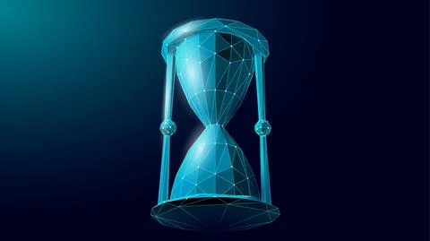 3D Hourglass time flow clock. Business strategy countdown work deadline. Past Stock Illustration