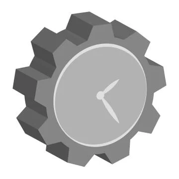 3D hours with gear on white background Illustrazione stock