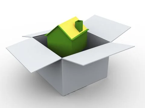 3d house in box Stock Illustration