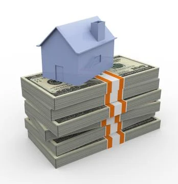 3d house on dollar bills Stock Illustration