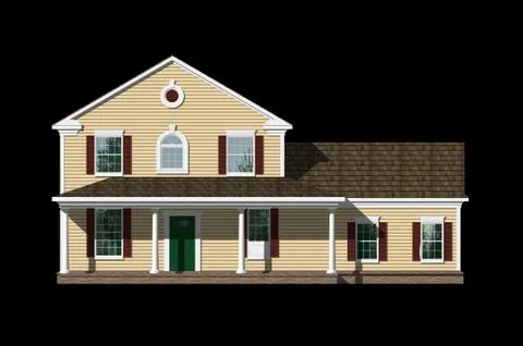 3D House elevation isolated on black Stock Illustration