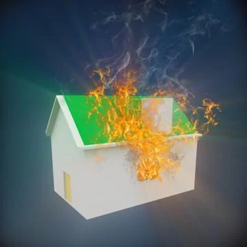 3d house on fire Illustrazione stock
