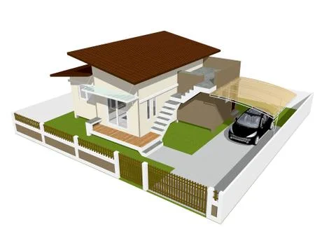 3d house isolated on white background Stock Illustration