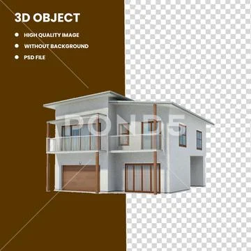 3D House PNG: Modern Architectural Renderings PSD Template