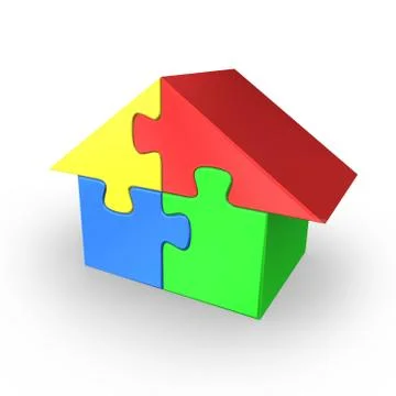 3d house as puzzle Stock Illustration