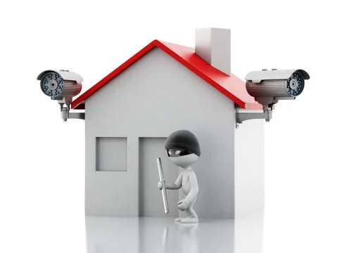 3d House with security CCTV camera. Stock Illustration