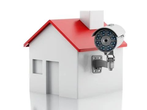 3d House with security CCTV camera. Stock Illustration