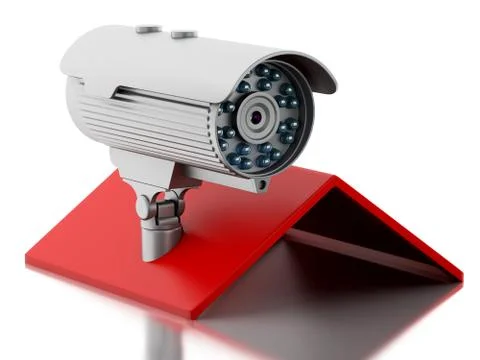 3d House with security CCTV camera. Stock Illustration