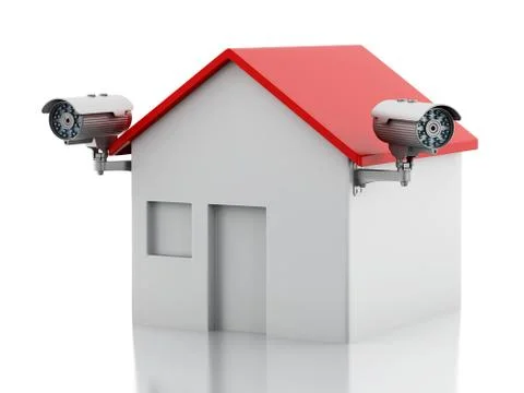 3d House with security CCTV camera. Stock Illustration