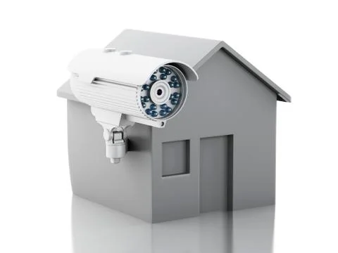 3d House with security CCTV camera. Stock Illustration