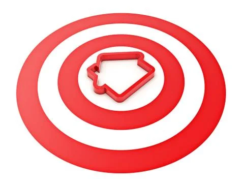 3d house shape icon with Target Stock Illustration