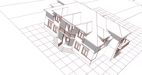 3d house sketch Stock Footage 275521339