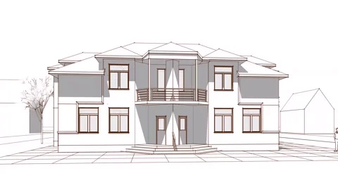 3d house sketch Stock Footage 275521342