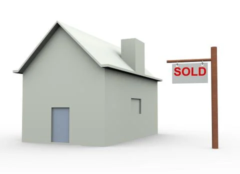 3d house sold Stock Illustration