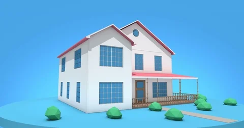 3d house with umbrella Видео 69843982