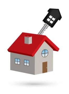 3d house vector with house key Stock Illustration