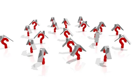 3D houses/ question marks Stock Footage