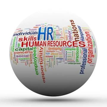 3d hr human resources ball tags wordcloud Stock Illustration