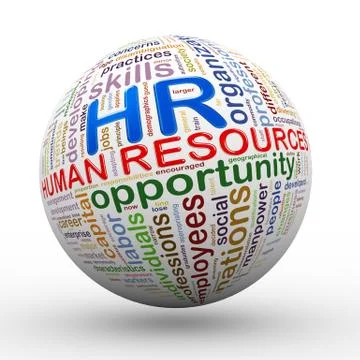 3d hr human resources wordcloud tags ball Stock Illustration