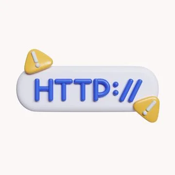 3d http symbol and warning or danger sign. icons about unsafe URLs, malicious Illustrazione stock