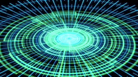 3D HUD Arc Audio Reactive Equalizer A Green Blue X60 Degrees Large VJ Loop Video stock 162055156