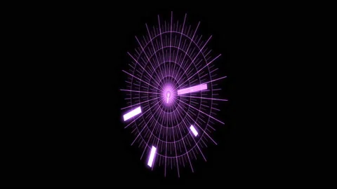 3D HUD Arc Audio Reactive Equalizer Radial Grids Purple X60 Degrees VJ Loop Video stock 167525668
