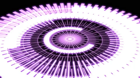 3D HUD Arc Audio Reactive Equalizer Radial Grids Purple X60 Degrees VJ Loop Video stock 167942259