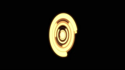 3D HUD Arc Audio Reactive Equalizer C Yellow Y50 Degrees Bounce VJ Loop Video stock 170464048