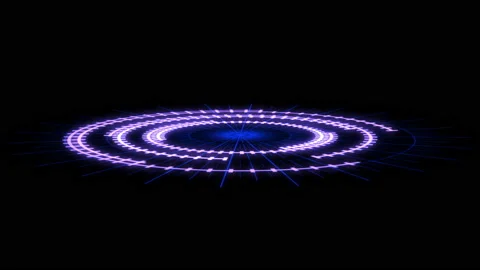 3D HUD Arc Audio Reactive Equalizer  Blinking Purple Blue X80 Degrees VJ Loop Video stock 182783448