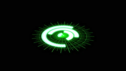 3D HUD Arc Audio Reactive Equalizer Radial Grids Green X60 Degrees VJ Loop Video stock 201040087