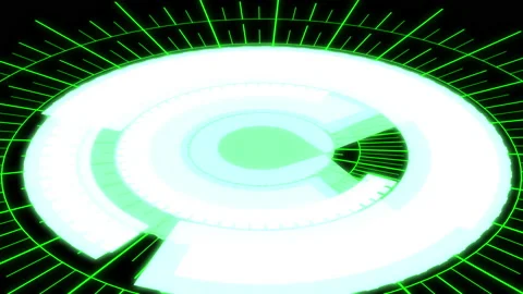 3D HUD Arc Audio Reactive Equalizer Radial Grids Green X60 Degrees VJ Loop Stock Footage