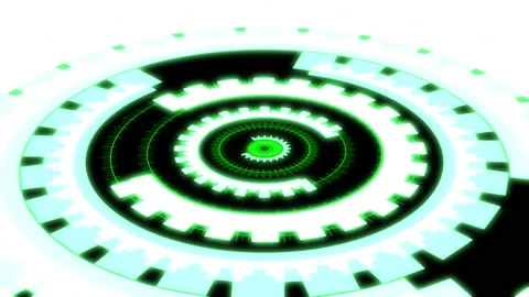 3D HUD Arc Audio Reactive Equalizer Tribal Green X60 Degrees Large VJ Loop Video stock 204004988