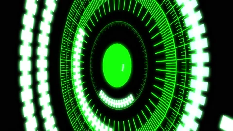 3D HUD Arc Audio Reactive Equalizer B Green Y50 Degrees Large VJ Loop Animation Video stock 221532497