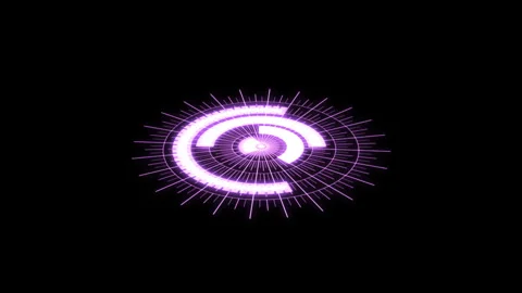 3D HUD Arc Audio Reactive Equalizer Radial Grids Purple X60 Degrees VJ Loop Video stock 287439726