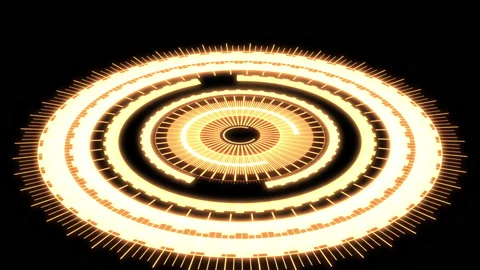 3D HUD Arc Offset C Audio Reactive Equalizer Yellow Bounce X60 Degrees VJ Loop Video stock 156638270