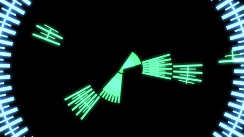 3D HUD Circle Speedometer Audio Reactive Green 2 Animation Loop Stock Footage 300297029