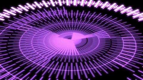 3D HUD Circle Speedometer Audio Reactive X60 Degrees L Purple Animation Loop Stock Footage 304276599