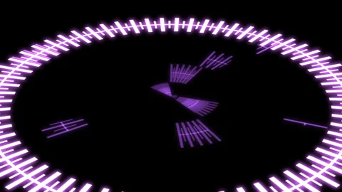 3D HUD Circle Speedometer Audio Reactive X60 Degrees M Purple Animation Loop Stock Footage 307714407