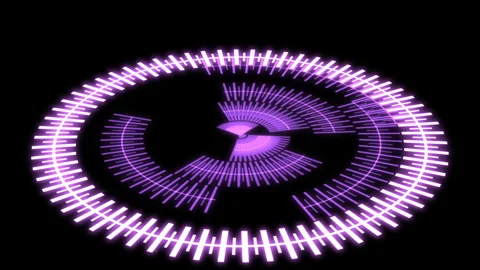 3D HUD Circle Speedometer Audio Reactive X60 Degrees S 02 Purple Animation Loop Video stock 310150356