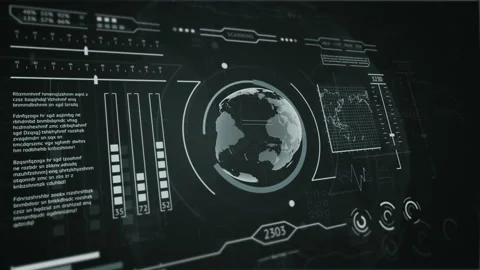 3D HUD interface display scanning of the planet Earth silver Stock Footage 88596575