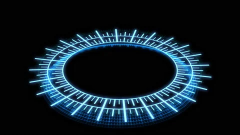 3D HUD Multi Layered Circle Geometric Patterns Base Blue Animation Loop Stock Footage 228740662