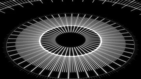 3D HUD Radar Radial Graph Lines X60 Degrees L White Animation Loop Stock Footage 327709270