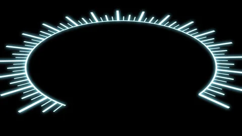 3D HUD Radial Patterns Speedometer X60 Degrees L Blue Animation Loop Stock Footage 334232655