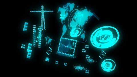 3d hud system 1 Stock Footage 129434691