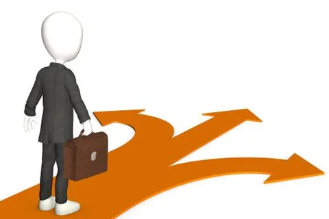 3D Human about to make a decision. Stock Illustration