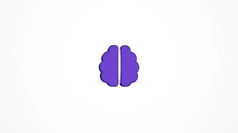 3D Human AI Brain Intelligence Icon Animated Loop on White Background 4K Stock Footage 347650983