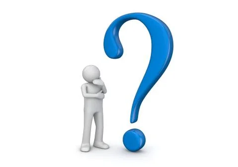 3d human and blue question mark (3d isolated characters, business series) Stock Illustration